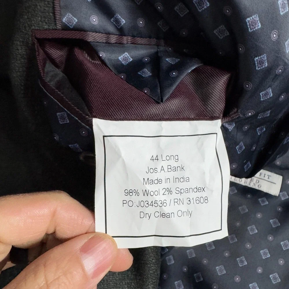 Jos A Bank Blazer Sport‎ Coat 44L Mens Solid Green Wool